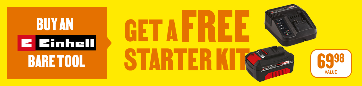 Get a free battery kit when purchasing an Einhell bare tool.