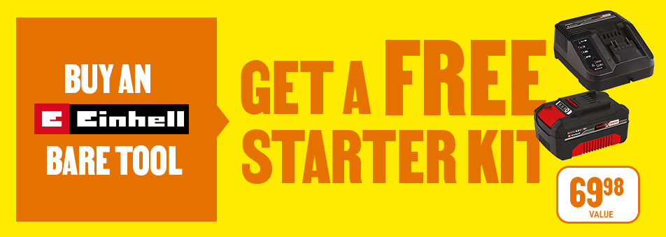 Get a free battery kit when purchasing an Einhell bare tool.