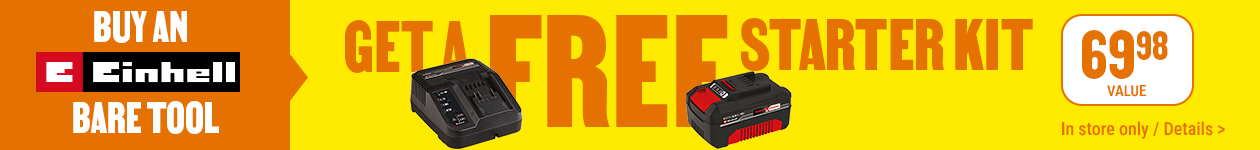Get a free battery and charger with the purchase of an Einhell bare tool
