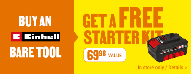 Get a free battery and charger with the purchase of an Einhell bare tool