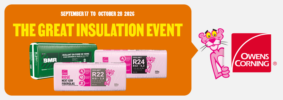 Receive a 50$ gift card for each purchase of $250 or more of Owens Corning fiberglass